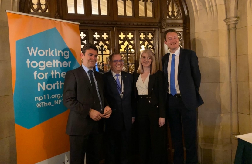 Dehenna Davison MP with Chair of the NP11, Mayor of Manchester Andy Burnham and Local Government Minister Simon Clarke