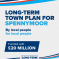 Graphic saying "Long-Term Plan for Spennymoor" and detailing the £20 million for the town